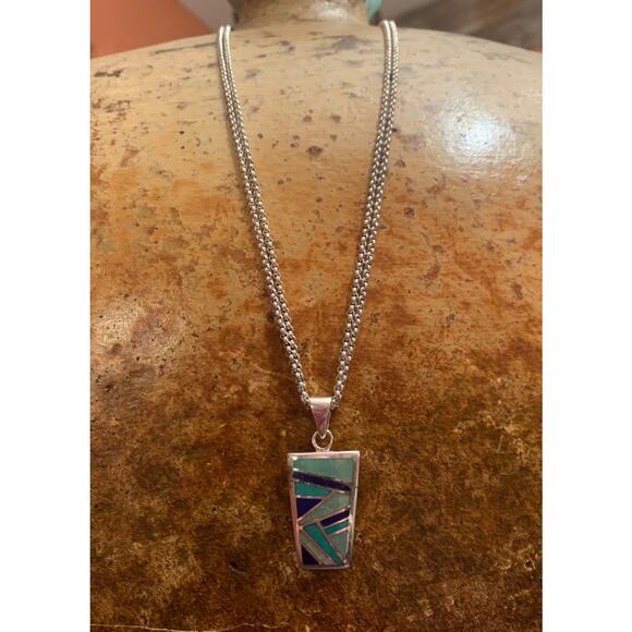 Sterling Silver Inlayed Necklace - Picture 2 of 7